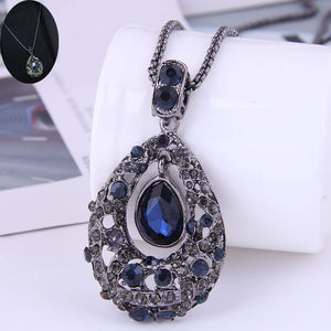 exquisite fashion metal Retro Flash Diamond Water Drop necklace NHSC587053