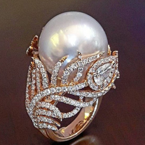 Pearl Leaf Rose Gold Ring