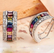 Load image into Gallery viewer, Luxury Colorful Rainbow Circle Stud Earrings
