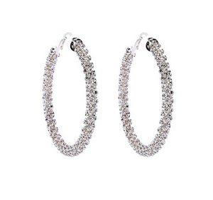 Trendy Korean Oversize Crystal Hoop Earrings