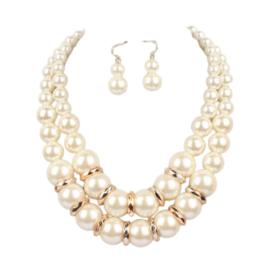 Pearl Necklace & Earrings Set (creamy-white)