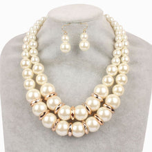 Load image into Gallery viewer, Pearl Necklace &amp; Earrings Set (creamy-white)
