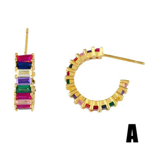 Colored Zircon Hoop Earrings