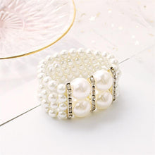 Load image into Gallery viewer, Four Row Size Pearl With Diamond Stretch Bracelet
