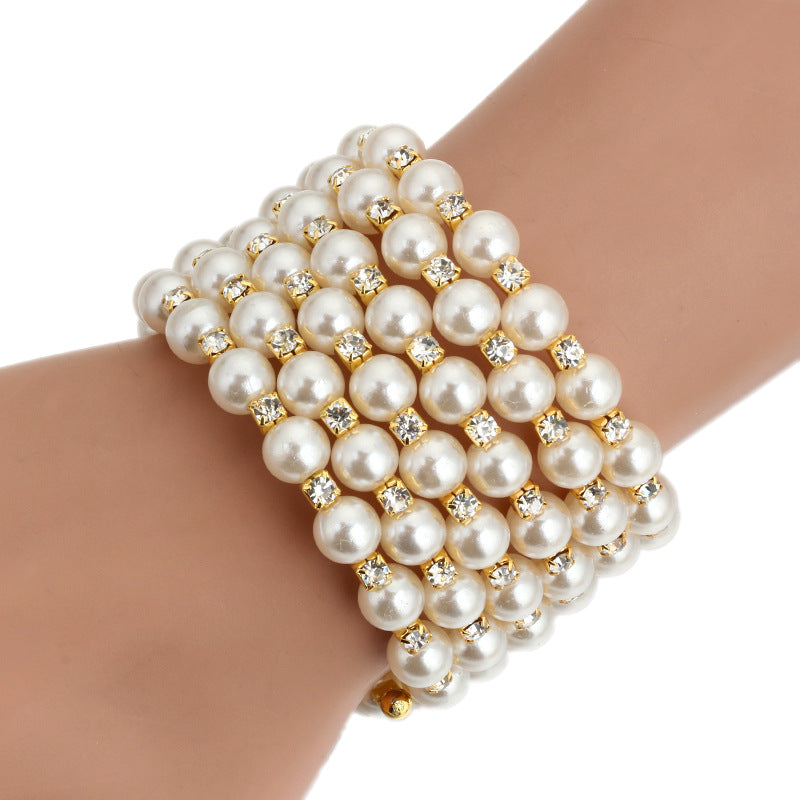 Seven Layers Alloy Pearl Bracelet