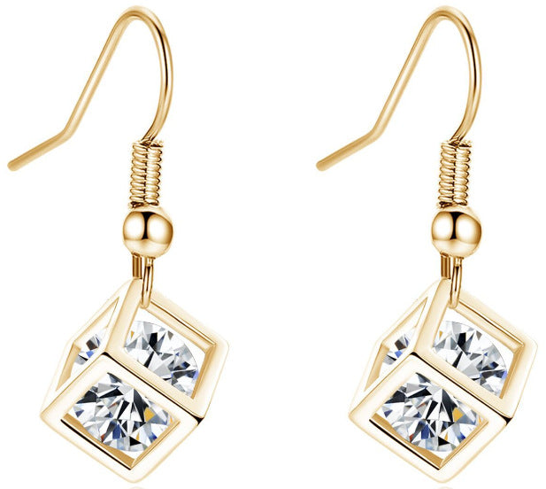 Rubik's Cube Zircon Earrings